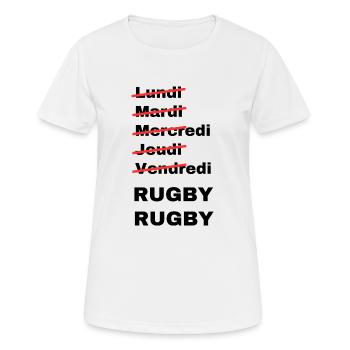 week-end rugby - T-shirt respirant Femme - blanc - Devant - AI Model Female 172 dark (172cm)
