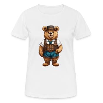 Lederhosen / Animal / Traditional costume / Tradition / Bear - Women's Breathable T-Shirt - white - Front - AI Model Female 172 dark (172cm)