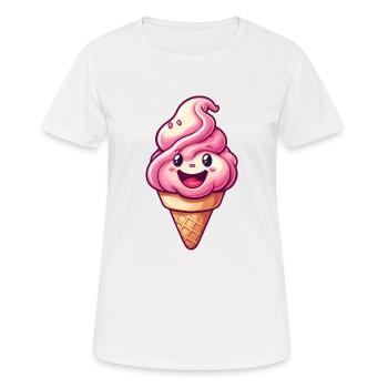 Lächelnde Eiskreation - Frauen T-Shirt atmungsaktiv - Weiß - Vorne - AI Model Female 172 dark (172cm)