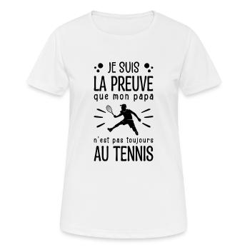 Proof that my dad tennis, Tennis humor - Women's Breathable T-Shirt - white - Front - AI Model Female 172 dark (172cm)