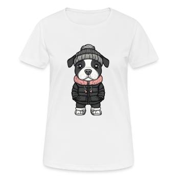 Pit Terrier Dog Winter - Women's Breathable T-Shirt - white - Front - AI Model Female 172 dark (172cm)