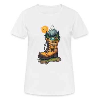 La randonnée me rend heureux - T-shirt respirant Femme - blanc - Devant - AI Model Female 172 dark (172cm)