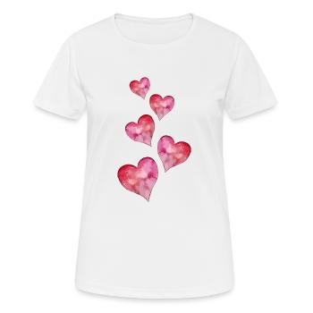 Coeurs Aquarelles - T-shirt respirant Femme - blanc - Devant - AI Model Female 172 dark (172cm)