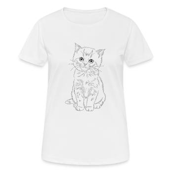 chaton timide - T-shirt respirant Femme - blanc - Devant - AI Model Female 172 dark (172cm)
