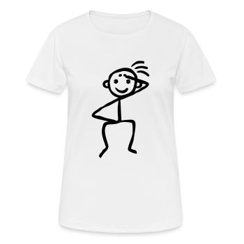 Witziges Strichmännchen Schweiß Dancing Party Boy - Frauen T-Shirt atmungsaktiv - Weiß - Vorne - AI Model Female 172 dark (172cm)