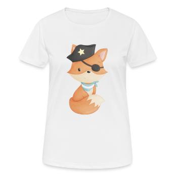 Fox en pirate - T-shirt respirant Femme - blanc - Devant - AI Model Female 172 dark (172cm)