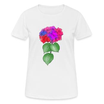hortensia, plante, fleur, coloré, printemps, nature - T-shirt respirant Femme - blanc - Devant - AI Model Female 172 dark (172cm)