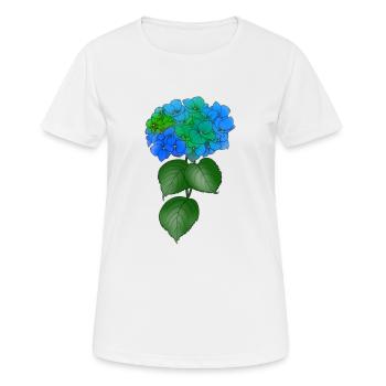 hortensia, plante, fleur, coloré, printemps, nature - T-shirt respirant Femme - blanc - Devant - AI Model Female 172 dark (172cm)