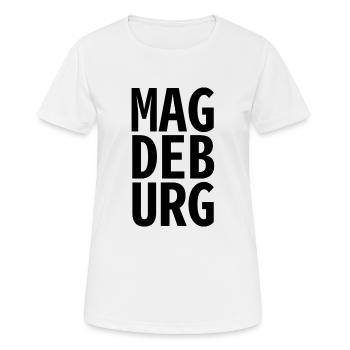Magdeburg - Frauen T-Shirt atmungsaktiv - Weiß - Vorne - AI Model Female 172 dark (172cm)