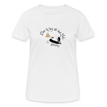 Jakobsweg - Der Weg ist das Ziel - Frauen T-Shirt atmungsaktiv - Weiß - Vorne - AI Model Female 172 dark (172cm)