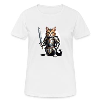 Cat Ritter Knight Katze Geschenk Mittelalter - Frauen T-Shirt atmungsaktiv - Weiß - Vorne - AI Model Female 172 dark (172cm)