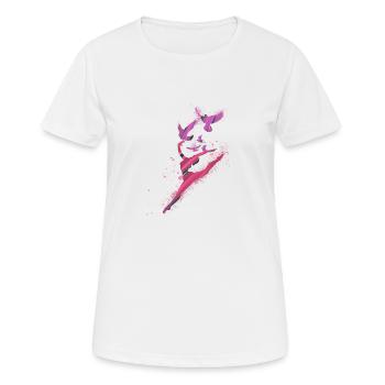 tanz,tänzerin,pink,graffiti,leichtigkeit, vögel - Frauen T-Shirt atmungsaktiv - Weiß - Vorne - AI Model Female 172 dark (172cm)
