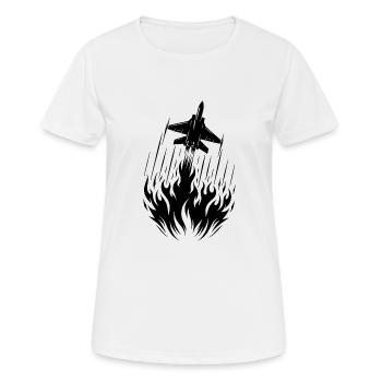 Feuer Kampfflugzeug Modellflieger Modellflugzeug - Frauen T-Shirt atmungsaktiv - Weiß - Vorne - AI Model Female 172 dark (172cm)