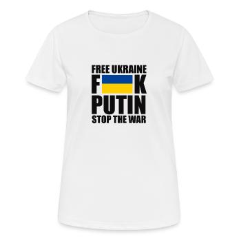 Freie Ukraine F* Putin - Frauen T-Shirt atmungsaktiv - Weiß - Vorne - AI Model Female 172 dark (172cm)