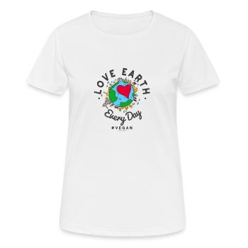 L'amour de la terre chaque jour #vegan T (Journée de la Terre) - T-shirt respirant Femme - blanc - Devant - AI Model Female 172 dark (172cm)