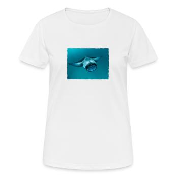 Manta Ray GROSS - Unterwasser Bild Manta Rochen - Frauen T-Shirt atmungsaktiv - Weiß - Vorne - AI Model Female 172 dark (172cm)