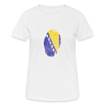 empreintes digitales j'aime la Bosnie Bosnie - T-shirt respirant Femme - blanc - Devant - AI Model Female 172 dark (172cm)