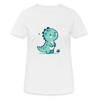 Mignon et lunatique heureux petit dinosaure copain - T-shirt respirant Femme - blanc - Devant - AI Model Female 172 dark (172cm)