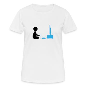 Ein Junge spielt mit seiner Spielekonsole - Frauen T-Shirt atmungsaktiv - Weiß - Vorne - AI Model Female 172 dark (172cm)