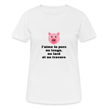 longe-lard-travers (couleur) - T-shirt respirant Femme - blanc - Devant - AI Model Female 172 dark (172cm)