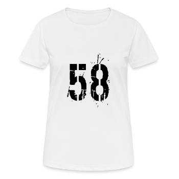 Nummer 58 - Frauen T-Shirt atmungsaktiv - Weiß - Vorne - AI Model Female 172 dark (172cm)