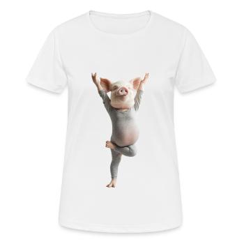Schwein - Frauen T-Shirt atmungsaktiv - Weiß - Vorne - AI Model Female 172 dark (172cm)