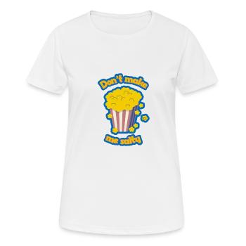 Popcorn - sucré - ne me sale pas - T-shirt respirant Femme - blanc - Devant - AI Model Female 172 dark (172cm)