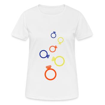 Eheringe Bunt - Frauen T-Shirt atmungsaktiv - Weiß - Vorne - AI Model Female 172 dark (172cm)