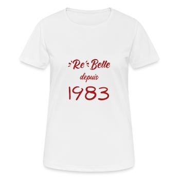 rebelle 1983 - T-shirt respirant Femme - blanc - Devant - AI Model Female 172 dark (172cm)