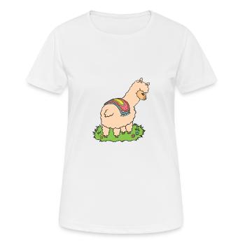 Alpaka auf Wiese. - Frauen T-Shirt atmungsaktiv - Weiß - Vorne - AI Model Female 172 dark (172cm)