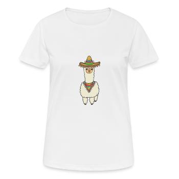 Alpaka mit Sombrero - Frauen T-Shirt atmungsaktiv - Weiß - Vorne - AI Model Female 172 dark (172cm)