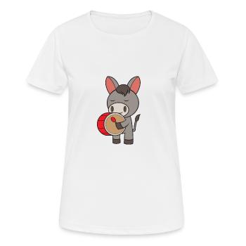 Esel mit Trommel - Frauen T-Shirt atmungsaktiv - Weiß - Vorne - AI Model Female 172 dark (172cm)