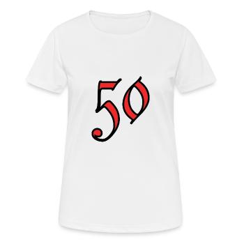50. 50 ANS. 50e ANNIVERSAIRE. ANNIVERSAIRE 50 ANS. - T-shirt respirant Femme - blanc - Devant - AI Model Female 172 dark (172cm)