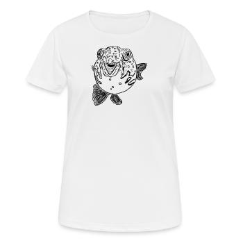 Kugelfisch schwarz - Frauen T-Shirt atmungsaktiv - Weiß - Vorne - AI Model Female 172 dark (172cm)