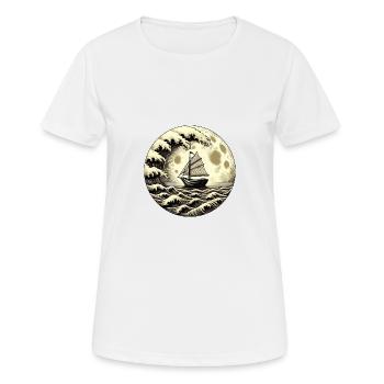 Vintage Segelboot Einmaster Tsunami Unwetter - Frauen T-Shirt atmungsaktiv - Weiß - Vorne - AI Model Female 172 dark (172cm)