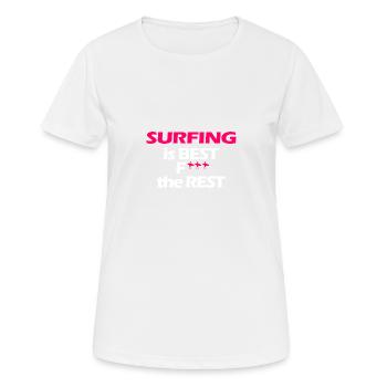 Surfen ist das Beste Surfergirl - Frauen T-Shirt atmungsaktiv - Weiß - Vorne - AI Model Female 172 dark (172cm)