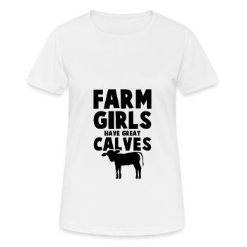 farmer fille veaux - T-shirt respirant Femme - blanc - Devant - AI Model Female 172 dark (172cm)