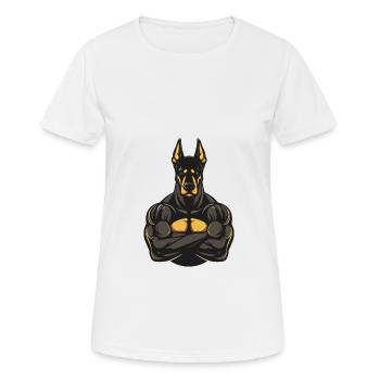 Doberman Dog Muscles Bodybuilding - Women's Breathable T-Shirt - white - Front - AI Model Female 172 dark (172cm)