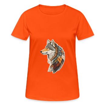 Wolf - Frauen T-Shirt atmungsaktiv - Neonorange - Vorne - AI Model Female 172 dark (172cm)