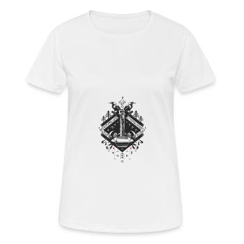 Viking Tribal Axe Runes Art avec des corbeaux et - T-shirt respirant Femme - blanc - Devant - AI Model Female 172 dark (172cm)