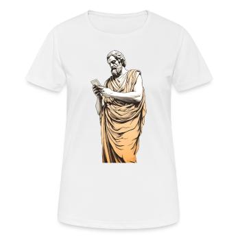 Philosophe grec avec smartphone - T-shirt respirant Femme - blanc - Devant - AI Model Female 172 dark (172cm)