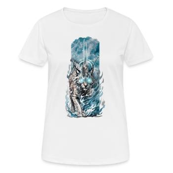 Göttliche Gegenwart: Spiritueller Luchs mit leuchtenden Augen - Frauen T-Shirt atmungsaktiv - Weiß - Vorne - AI Model Female 172 dark (172cm)