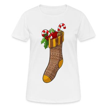 chaussettes de Noël - T-shirt respirant Femme - blanc - Devant - AI Model Female 172 dark (172cm)
