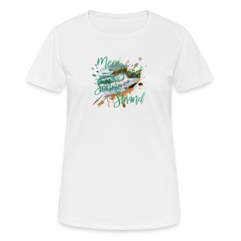 Meer Sand Sonne Strand - Frauen T-Shirt atmungsaktiv - Weiß - Vorne - AI Model Female 172 dark (172cm)