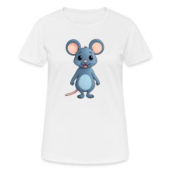 mignon petit style bande dessinée souris souris - T-shirt respirant Femme - blanc - Devant - AI Model Female 172 dark (172cm)