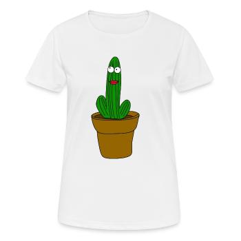 kaktus mit gesicht - Frauen T-Shirt atmungsaktiv - Weiß - Vorne - AI Model Female 172 dark (172cm)