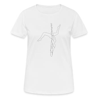 Line Art Aerial Yoga, Hammock & Sling - Frauen T-Shirt atmungsaktiv - Weiß - Vorne - AI Model Female 172 dark (172cm)