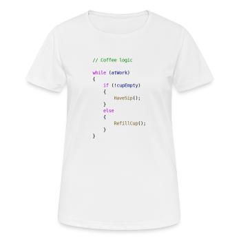 Idée cadeau programmeur logique café - T-shirt respirant Femme - blanc - Devant - AI Model Female 172 dark (172cm)