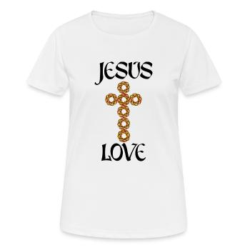 Jésus Love, Croix de la Fleur de vie, Christ - T-shirt respirant Femme - blanc - Devant - AI Model Female 172 dark (172cm)