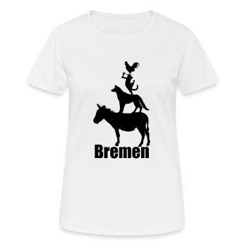 Bremer Stadtmusikanten - Frauen T-Shirt atmungsaktiv - Weiß - Vorne - AI Model Female 172 dark (172cm)
